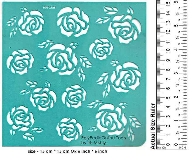 Stencil Flowers Borders 6 inch/15 cm, self-adhesive, flexible, perfect  for your polymer clay, fabric, wood, glass, card making projects